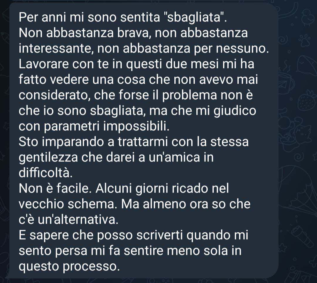 Feedback text therapy — autostima